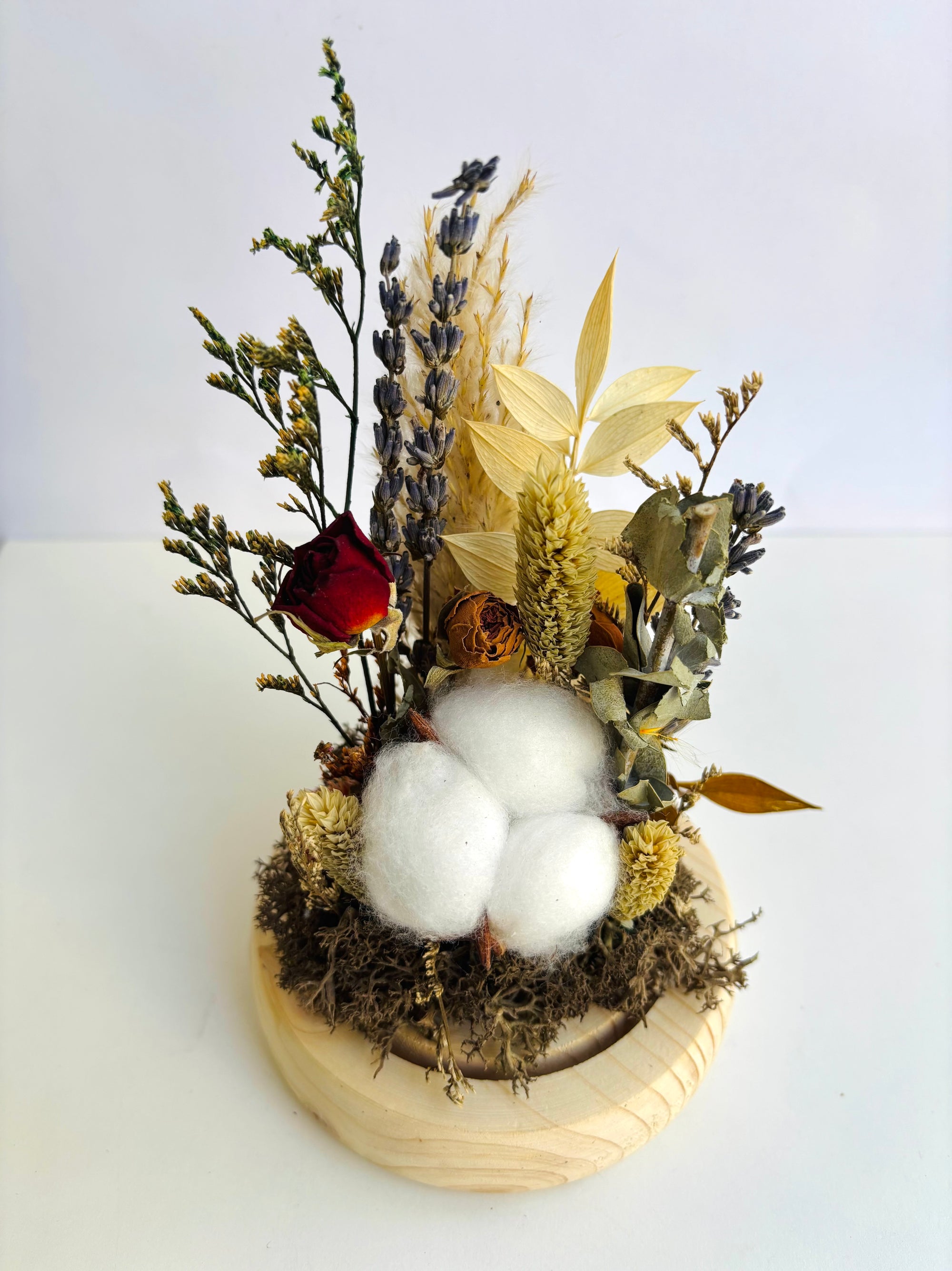 Rustic Charm Preserved Flower Glass Dome (Medium)