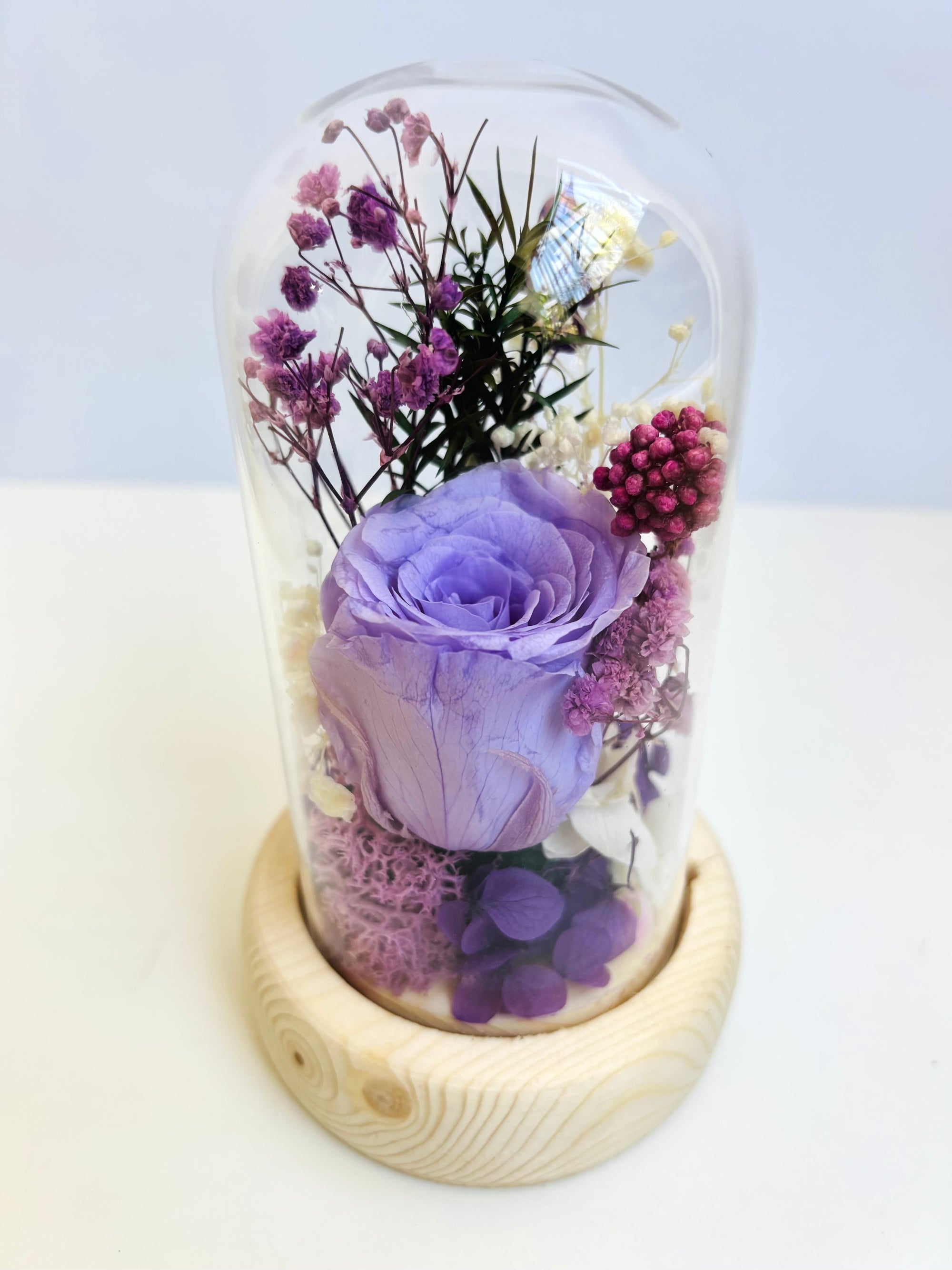Lilac Twilight Preserved Flower  Glass Dome (Small)