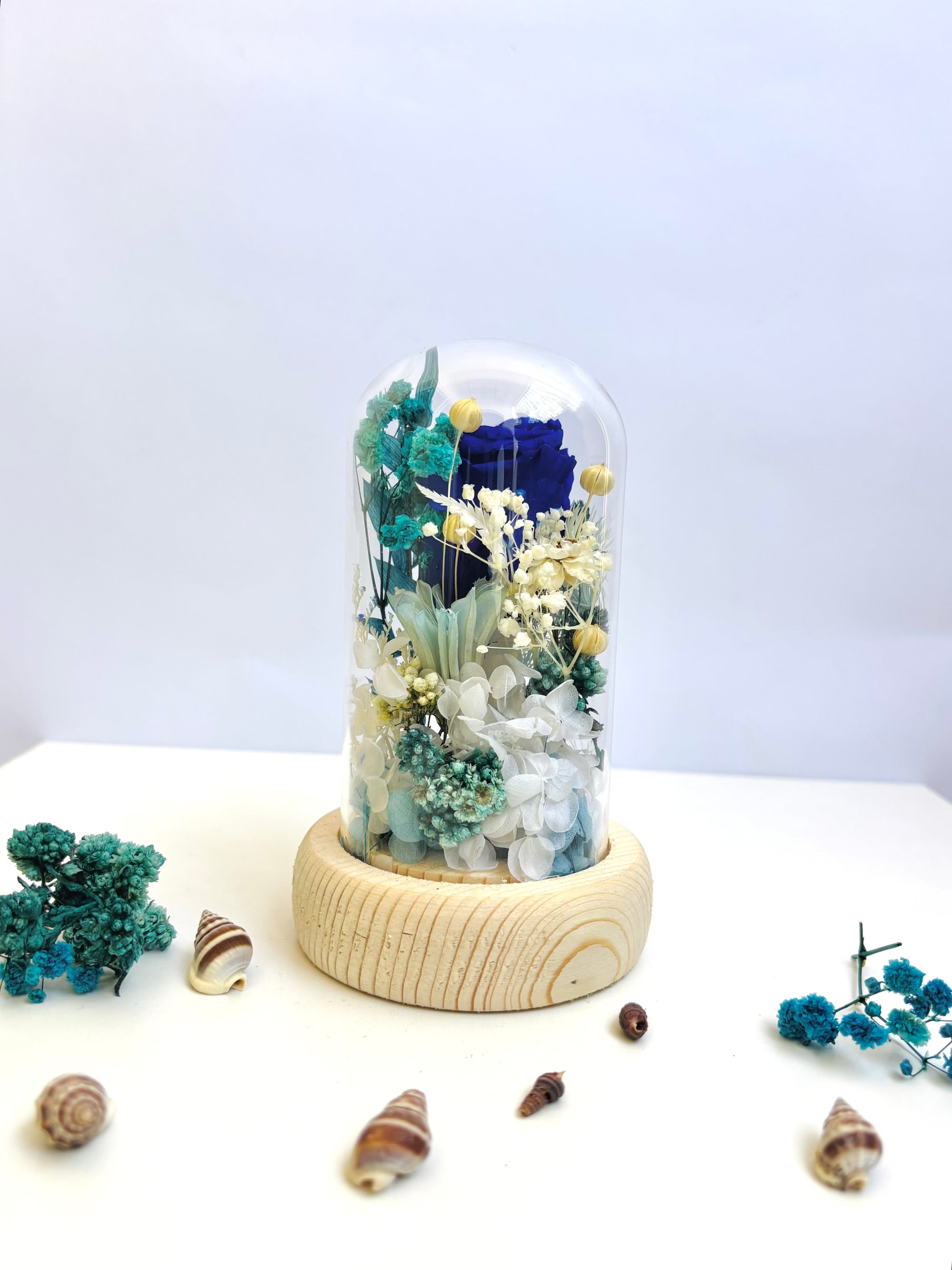 Blue Moon Garden Preserved Flower Glass Dome (Small)