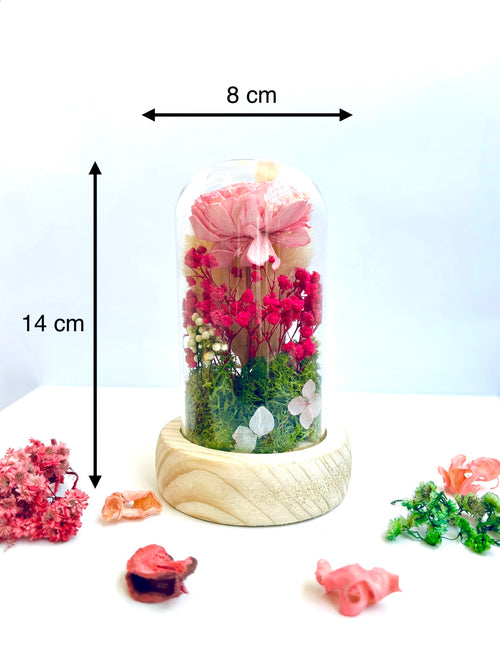 Amber Blossom Preserved Flower Glass Dome (Small)