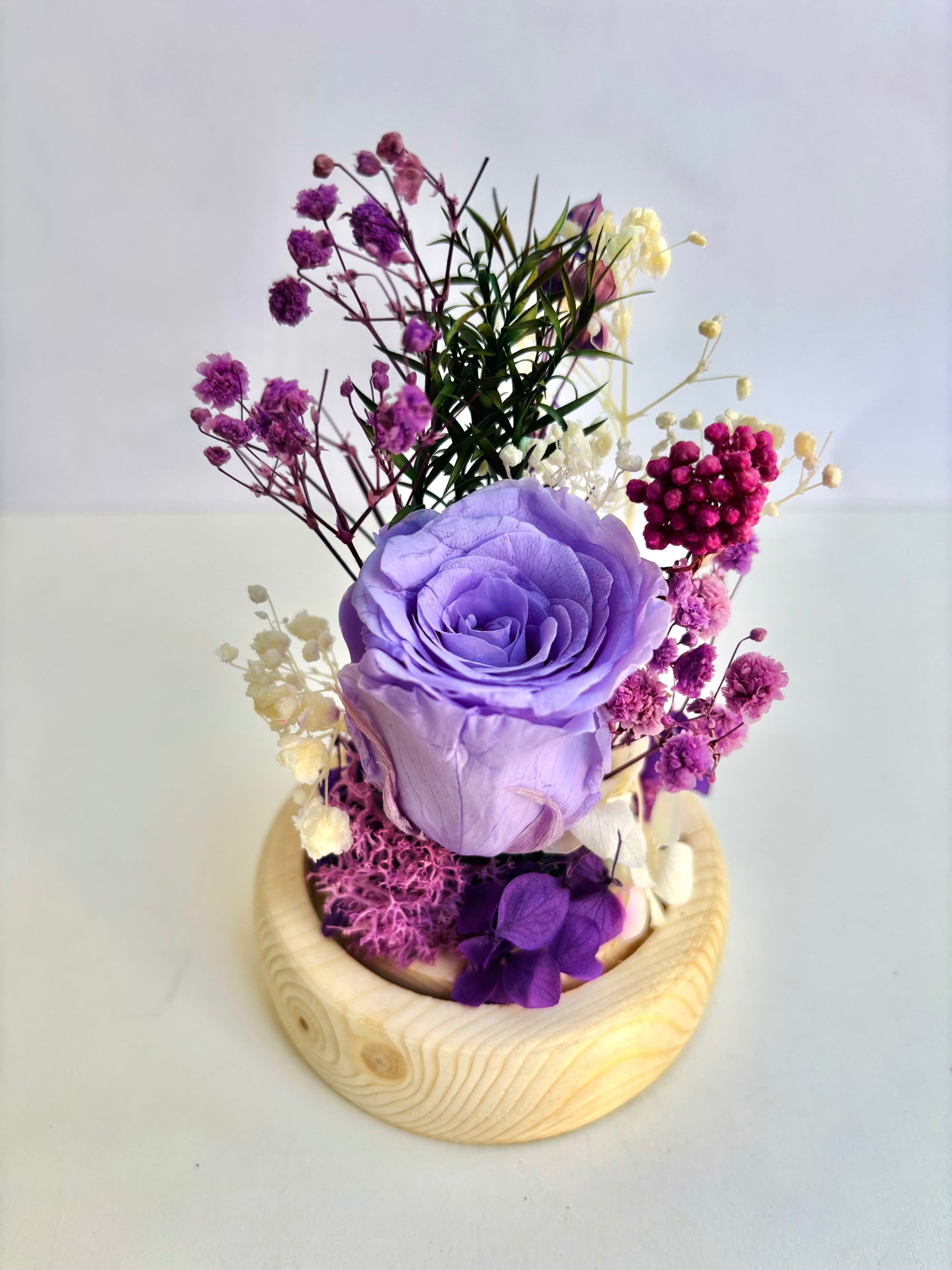 Lilac Twilight Preserved Flower  Glass Dome (Small)