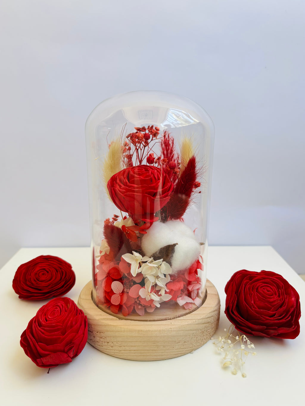 Scarlet Dreams Preserved Flower Glass Dome (Large)