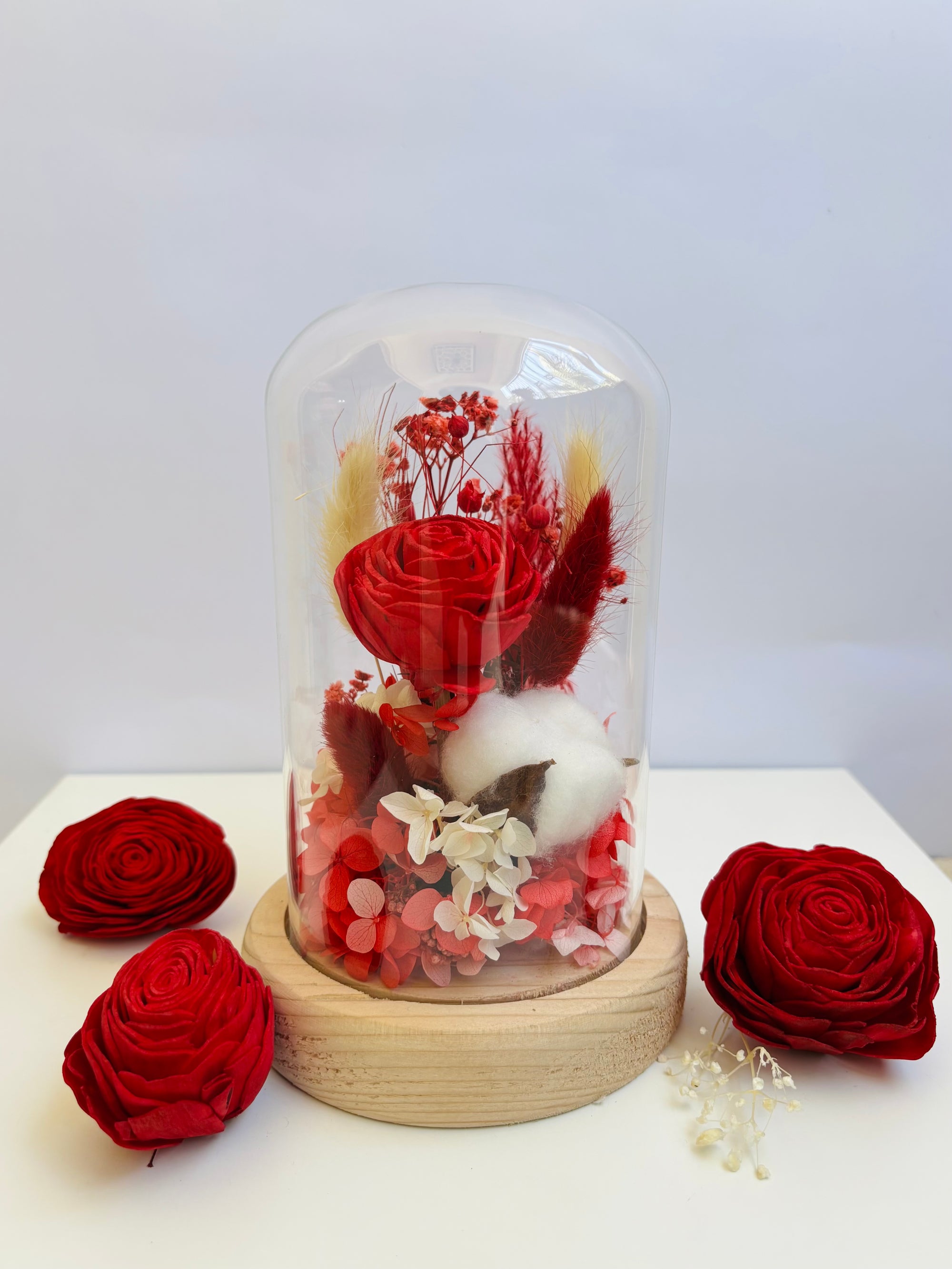 Scarlet Dreams Preserved Flower Glass Dome (Large)
