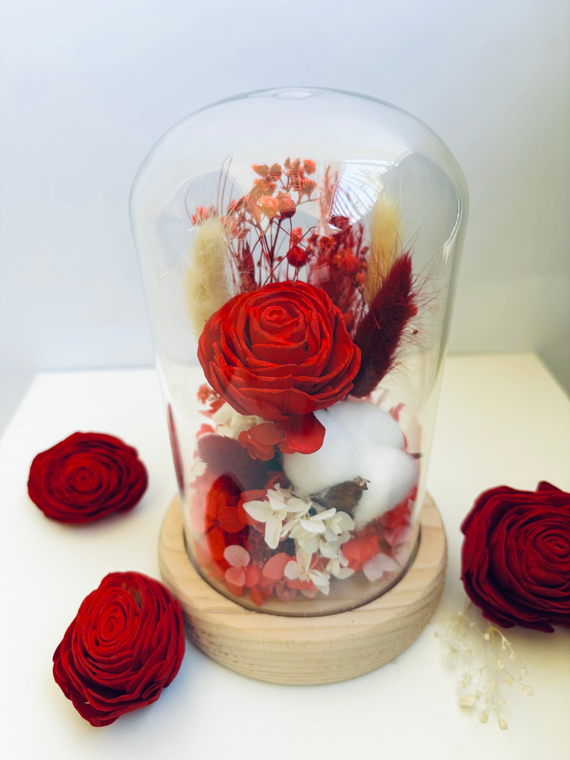 Scarlet Dreams Preserved Flower Glass Dome (Large)