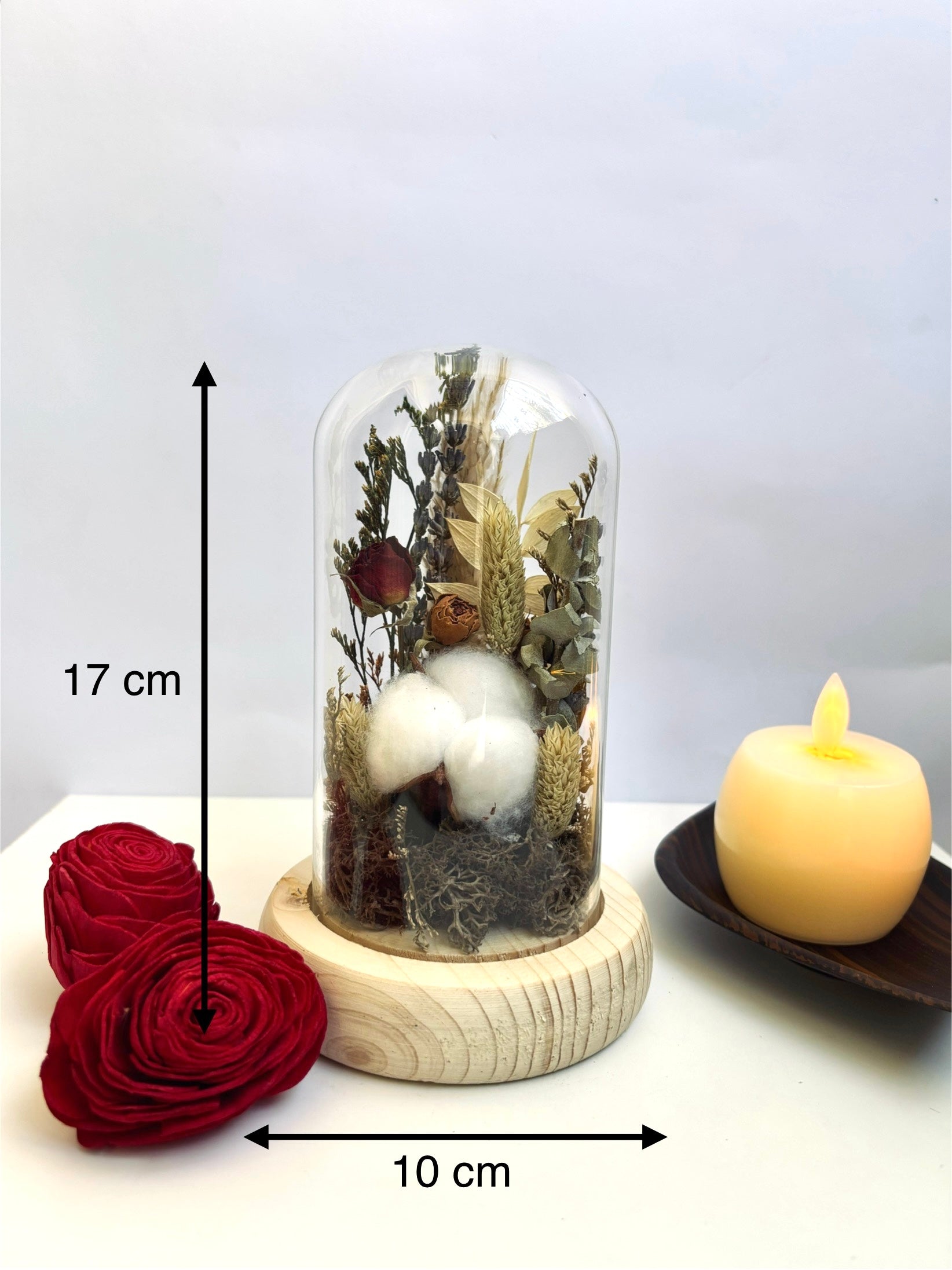 Rustic Charm Preserved Flower Glass Dome (Medium)