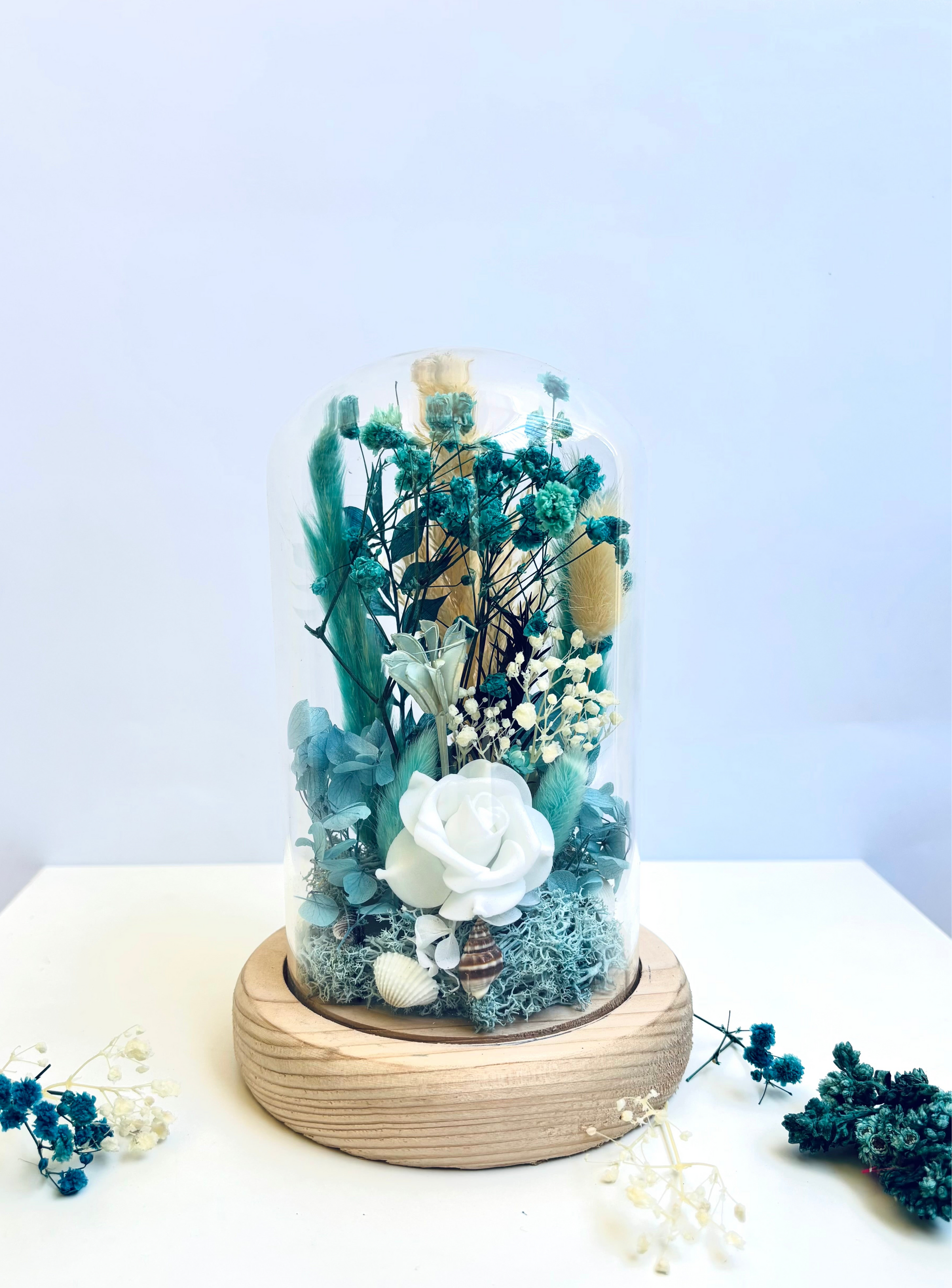 Blue Moon Garden Preserved Flower Glass Dome (Large)