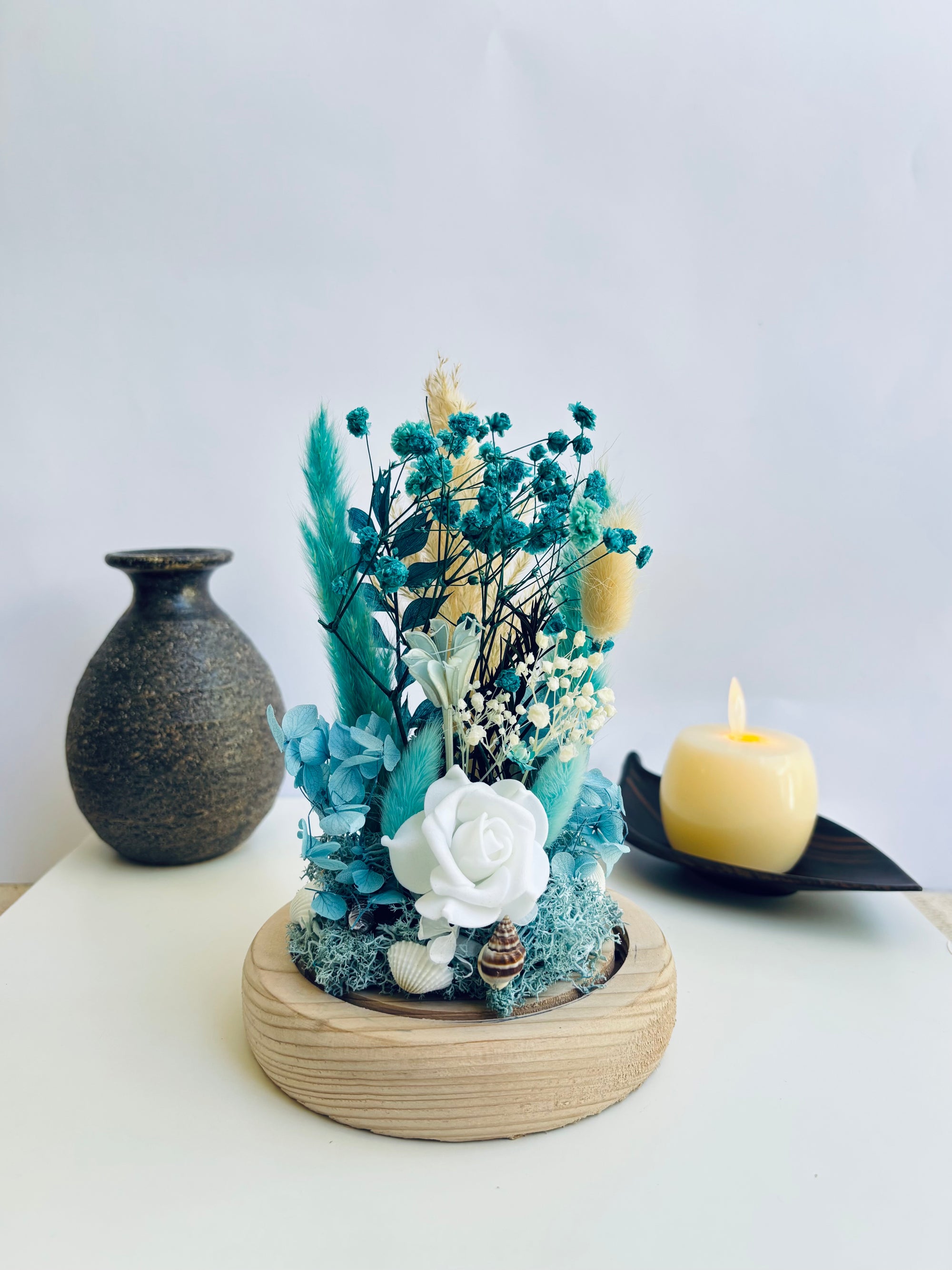 Blue Moon Garden Preserved Flower Glass Dome (Large)