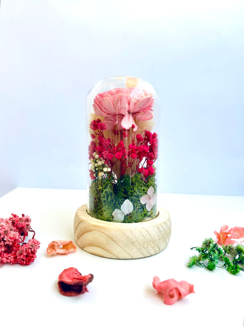 Amber Blossom Preserved Flower Glass Dome (Small)