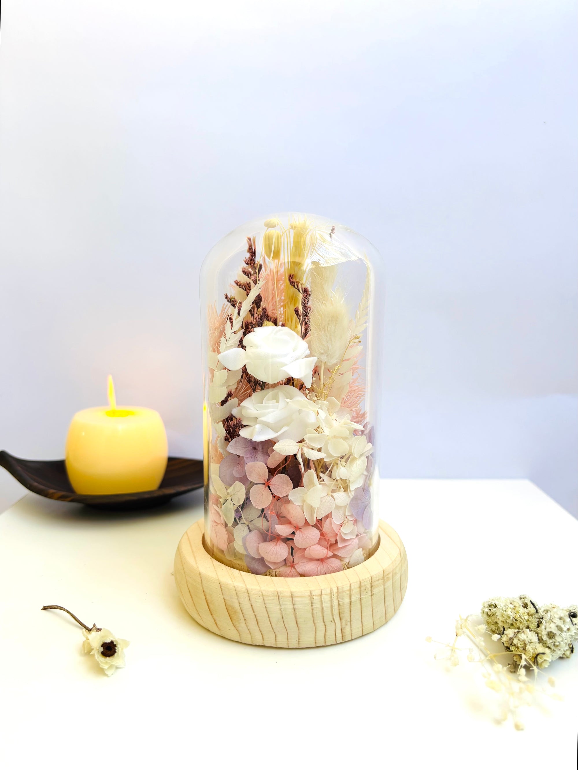 Spring Serenity Preserved Flower Glass Dome (Medium)