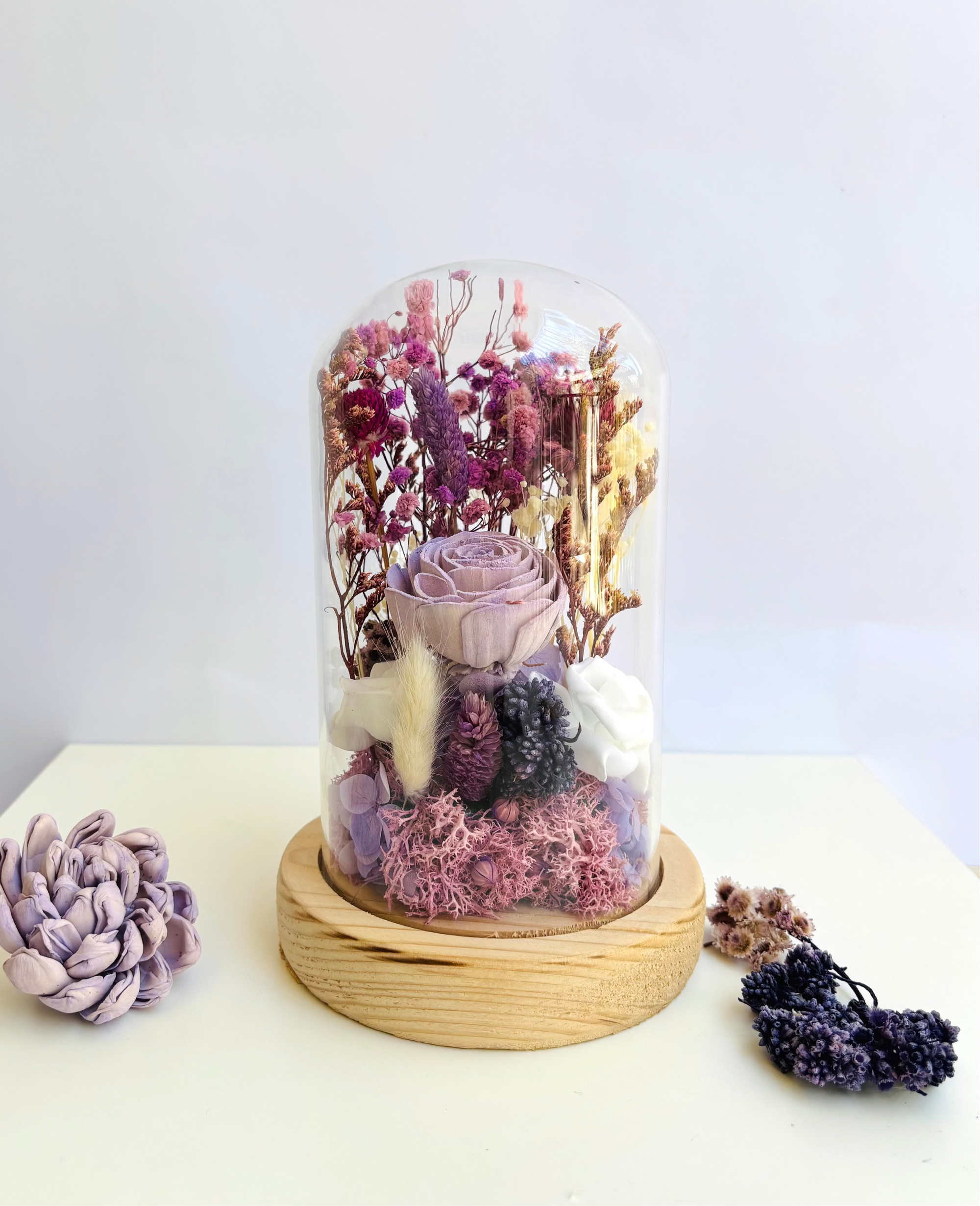 Lavender Lush Preserved Flower Glass Dome (Large)